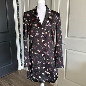 Guess Black Satin Evening Jacket with Floral Print Size M